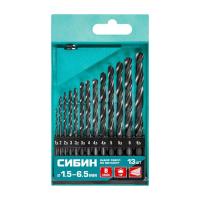 Фото набор сверл по металлу  1.5-6.5 мм 13шт сибин от интернет-магазина Аманд