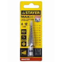 Фото сверла по металлу  4-12 мм, ступенчатое, 9 ступеней, stayer от интернет-магазина Аманд