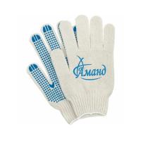 Фото перчатки х/б утепленные белые с пвх покрыт точка двойные /аманд от интернет-магазина Аманд