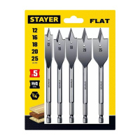 Фото набор сверл по дереву перовых 12-16-18-20-25мм, 5 шт, stayer flat от интернет-магазина Аманд
