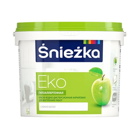 Фото краска sniezka eko белая, 5 л от интернет-магазина Аманд