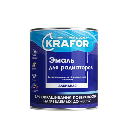 Фото эмаль алкидная для радиаторов крафор белая, 0,9 кг   от интернет-магазина Аманд
