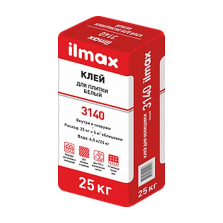 Фото клей для плитки белый ilmax 3140, 25 кг                                от интернет-магазина Аманд
