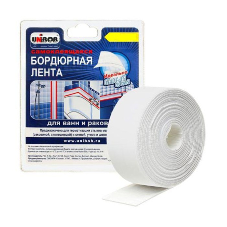 Фото лента-бордюр для рак. и ванн 38мм*3,35м, белая, unibob от интернет-магазина Аманд