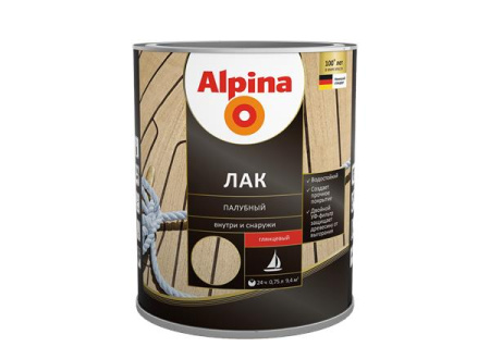 Фото лак алкидно-уретановый alpina палубный глянцевый, 2,5 л  от интернет-магазина Аманд