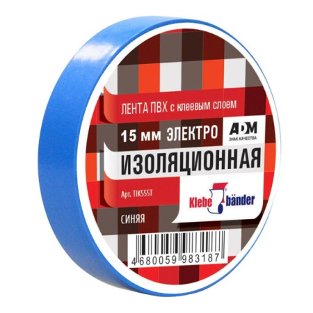 Фото лента изоляционная пвх 15мм*10м синяя 130 мкн, klebebander от интернет-магазина Аманд