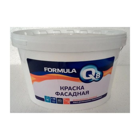 Фото краска полиакриловая фасадная formula q8 белоснежная водно-дисперсионная, 3 кг от интернет-магазина Аманд