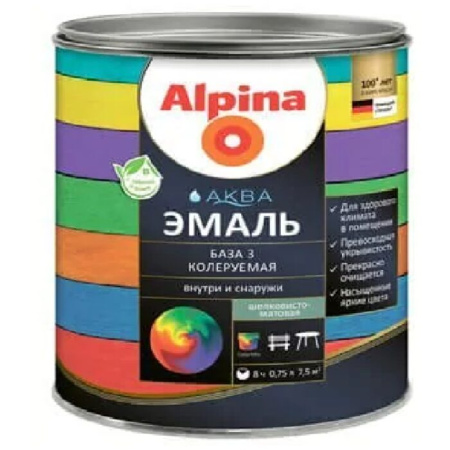 Фото эмаль акриловая  2,51кг/2,35л alpina аква база 3 шелков/матовая от интернет-магазина Аманд