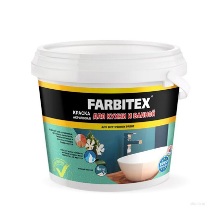 Фото краска акриловая farbitex для кухни и ванной, 6 кг  от интернет-магазина Аманд