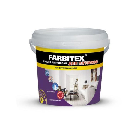 Фото краска акриловая farbitex для потолков, 6 кг от интернет-магазина Аманд