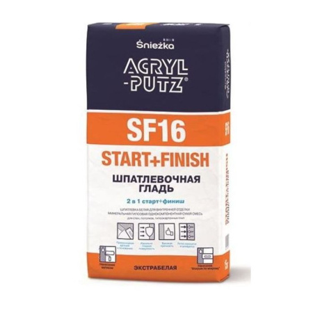 Фото шпатлевка шпатлевочная гладь сухая acryl putz sf16 start+finish, 5 кг  от интернет-магазина Аманд