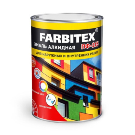 Фото эмаль слоновая кость пф-115 (бан 1,8кг) farbitex от интернет-магазина Аманд