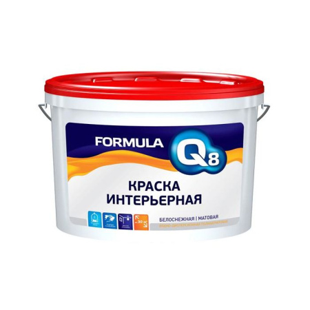 Фото краска полиакриловая интерьерная formula q8 белоснежная водно-дисперсионная, 13 кг от интернет-магазина Аманд